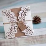 Rustic Lace Invitations  x 100 Laser Cut including printing image