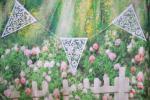 Bunting 8 metre Butterfly and Flower White  image