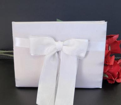 Wedding  Guest book -White Satin Bow Image 1