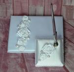 Guest Book and Pen Set - Roses and Pearls image