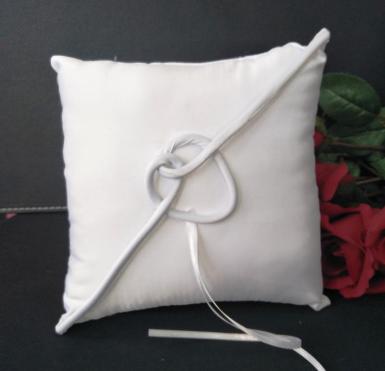 Wedding  Ring Cushion - White Ring Pillow Love Knot Image 1