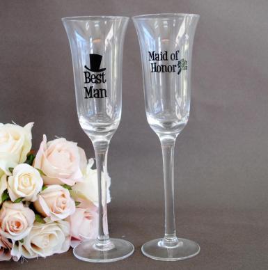 Wedding  Toasting Glass - Best Man and Maid of Honor Image 1