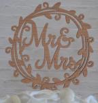Mr and Mrs Flower Circle Rustic Cake Pick image