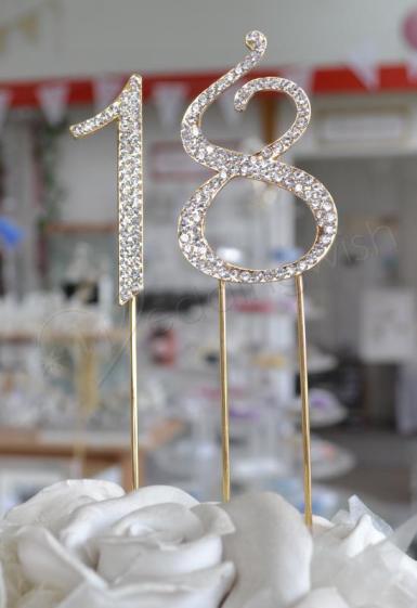 Wedding  Diamante Gold Number Cake Picks Image 1