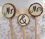 Mr and Mrs Three Log Rustic Cake Pick image