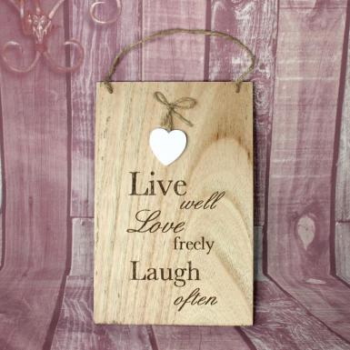 Wedding  Wall Plaque - Live Well Love Freely Image 1