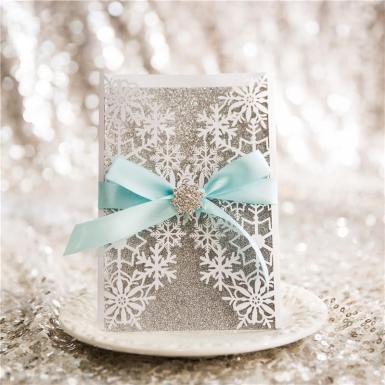 Wedding  Exquisite Snowflake Laser Cut Wedding Invitations Image 1