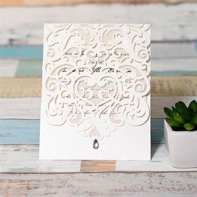 Wedding  Exquisite Laser Cut White Pocket Wedding Invitation Cards  (Matching Laser Cut Cards Available) Image 1