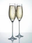 Etched Double Heart Champagne Glasses with Diamante Accent image