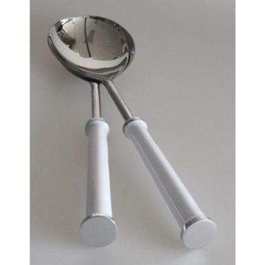 Wedding  White Rounded Ends Salad Servers Image 1