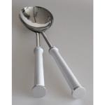 White Rounded Ends Salad Servers image