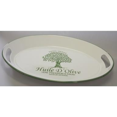 Wedding  Enamel Oval Huille d'Olive Tray withcut out Handles Image 1
