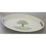 Enamel Oval Huille d'Olive Tray withcut out Handles image