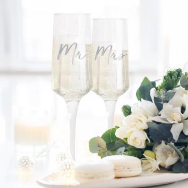 Wedding  Champagne Flute Set - MR & MRS Image 1
