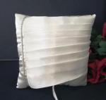 Ring Cushion - Pleated Ivory Ring Pillow with Diamantes image
