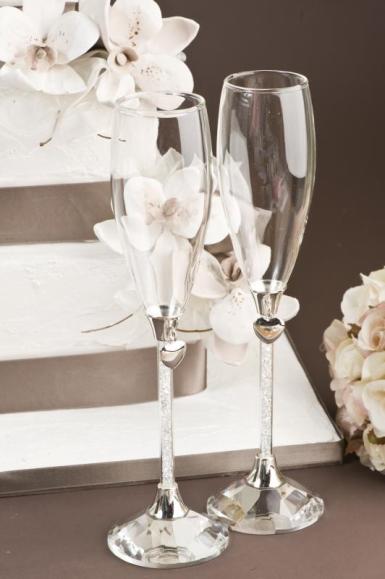 Wedding  Crystal Stem Champagne Flutes Image 1