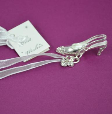 Wedding  Silver Diamante Studded Slipper Charm Image 1