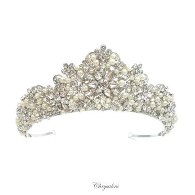 Chrysalini Pearl Bridal Crown, Wedding Tiara - TORRIE TORRIE Image 1