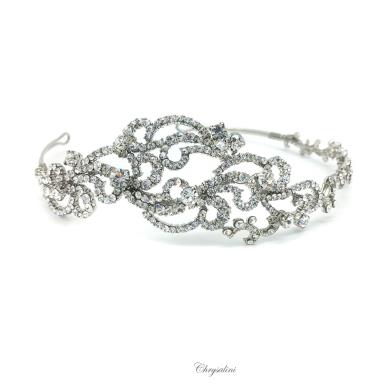 Chrysalini Bridal Headband, Wedding Vine Hairpiece with Crystals - T1664 T1664 | RHODIUM Image 1