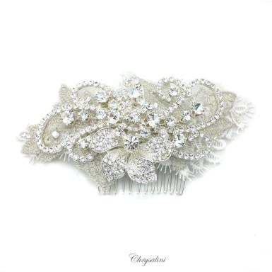 Chrysalini Designer Wedding Hairpiece, Deluxe Bridal Fascinator - TAYLAH TAYLAH | Crystal Adorned Headpiece Image 1