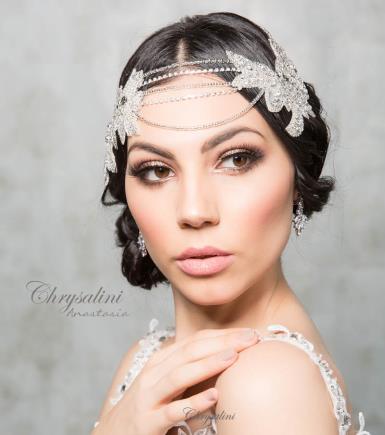 Chrysalini Designer Wedding Hairpiece, Deluxe Bridal Fascinator - Anastasia Anastasia | Embellished Headpiece Image 1