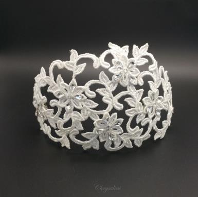 Chrysalini Designer Wedding Hairpiece, Deluxe Bridal Fascinator - Harlow Harlow | Embellished Lace Headpiece  Image 1
