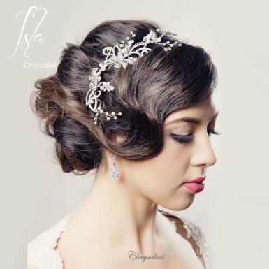 Chrysalini Designer Wedding Hairpiece, Deluxe Bridal Fascinator - JUSTINE JUSTINE Image 1