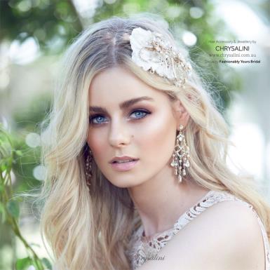 Chrysalini Designer Wedding Hairpiece, Deluxe Bridal Fascinator - LISA LISA Image 1