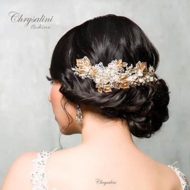 Chrysalini Designer Wedding Hairpiece, Deluxe Bridal Fascinator - NADINE NADINE Image 1
