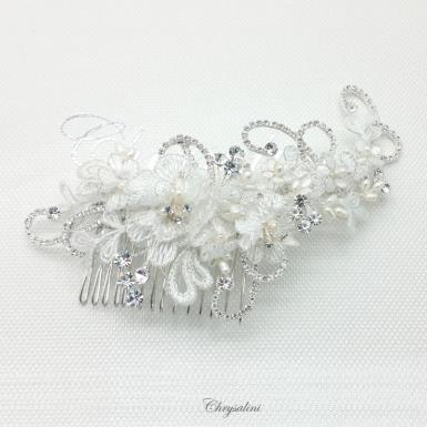 Chrysalini Designer Wedding Hairpiece, Deluxe Bridal Fascinator - R64981 R64981 | PEARLS Image 1