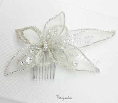 Chrysalini Designer Wedding Hairpiece, Deluxe Bridal Fascinator - R66204 R66204 Image 1
