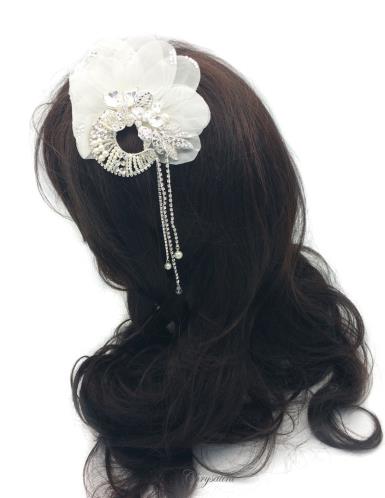 Chrysalini Designer Wedding Hairpiece, Deluxe Bridal Fascinator - R66274 R66274 Image 1