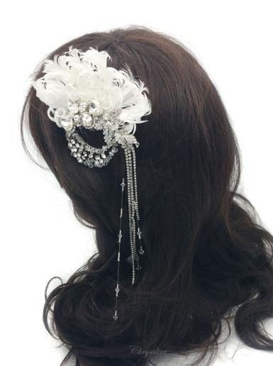 Chrysalini Designer Wedding Hairpiece, Deluxe Bridal Fascinator - R66451FR R66451FR Image 1
