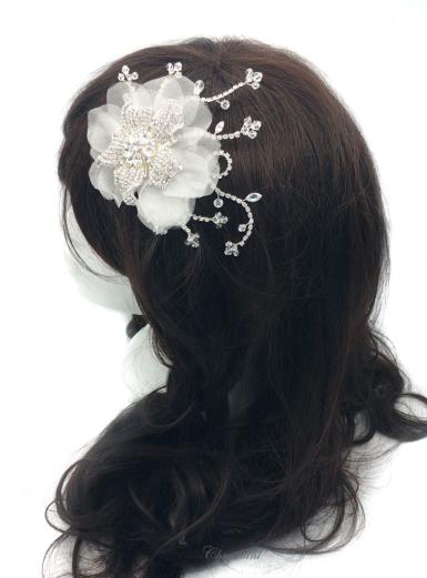 Chrysalini Designer Wedding Hairpiece, Deluxe Bridal Fascinator - R66597 R66597 Image 1