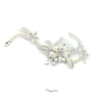 Chrysalini Designer Wedding Hairpiece, Deluxe Bridal Fascinator - R67520 R67520 | PEARLS Image 1
