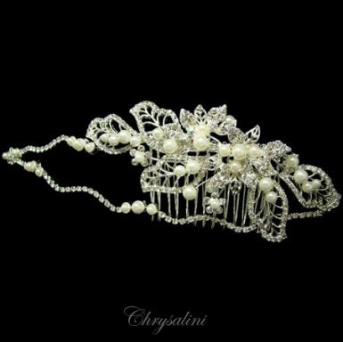 Chrysalini Designer Wedding Hairpiece, Deluxe Bridal Fascinator - R68408 R68408 Image 1