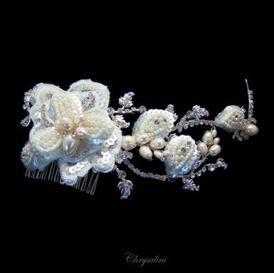 Chrysalini Designer Wedding Hairpiece, Deluxe Bridal Fascinator - R81801 R81801 Image 1