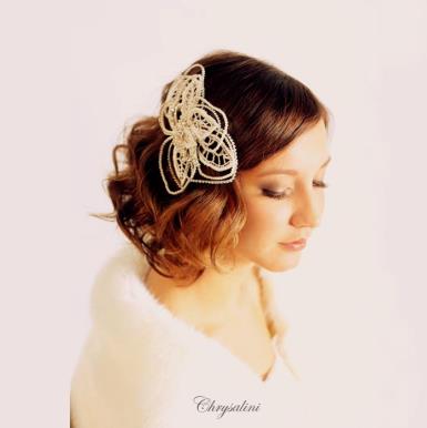 Chrysalini Designer Wedding Hairpiece, Deluxe Bridal Fascinator - R81987 R81987 Image 1