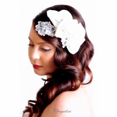 Chrysalini Designer Wedding Hairpiece, Deluxe Bridal Fascinator - R82184 R82184 Image 1