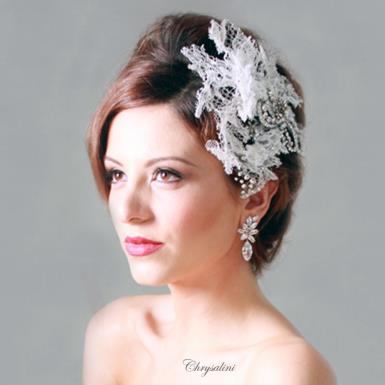 Chrysalini Designer Wedding Hairpiece, Deluxe Bridal Fascinator - R83117 R83117 Image 1