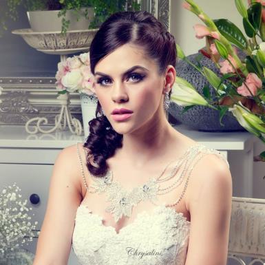 Chrysalini Designer Wedding Hairpiece, Deluxe Bridal Fascinator - VENUS VENUS | Crystal Adorned Capelet   Image 1