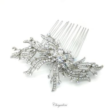 Chrysalini Crystal Bridal Crown, Wedding Comb Hairpiece - C6040 C6040 | RHODIUM Image 1