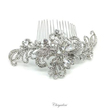 Chrysalini Crystal Bridal Crown, Wedding Comb Hairpiece - C7422 C7422 | RHODIUM Image 1