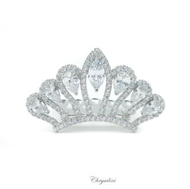 Chrysalini Crystal Bridal Crown, Wedding Comb Hairpiece - OH3277 OH3277 | RHODIUM Image 1