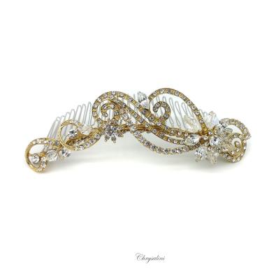 Chrysalini Crystal Bridal Crown, Wedding Comb Hairpiece - R63137 R63137 | GOLD Image 1