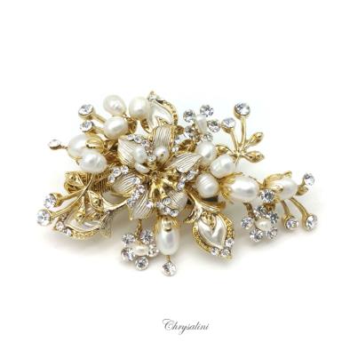 Chrysalini Crystal Bridal Crown, Wedding Comb Hairpiece - K7699 K7699 | GOLD Image 1
