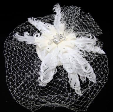 Deluxe Chrysalini Wedding Cage Veil, Bridal Hairpiece - AR65351 AR65351 Image 1