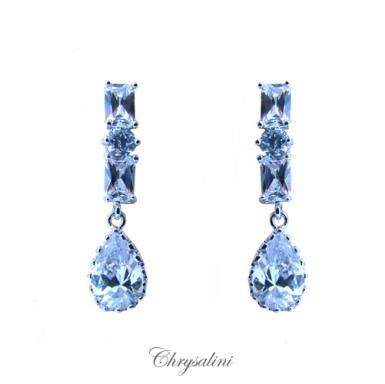 Bridal Jewellery, Chrysalini Wedding Earrings with Crystals - XPE045 XPE045 Image 1