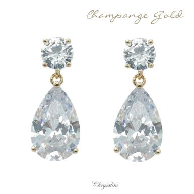 Bridal Jewellery, Chrysalini Wedding Earrings with Crystals - BAE0059 BAE0059 Image 1