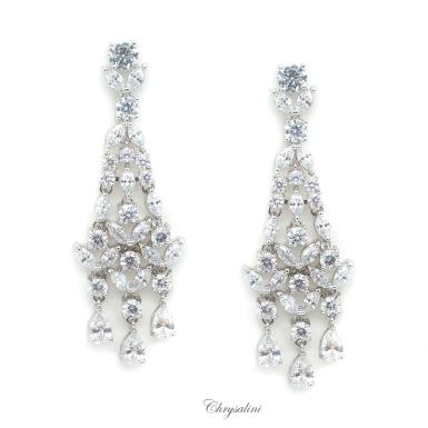 Bridal Jewellery, Chrysalini Wedding Earrings with Crystals - BAE0111 BAE0111 Image 1